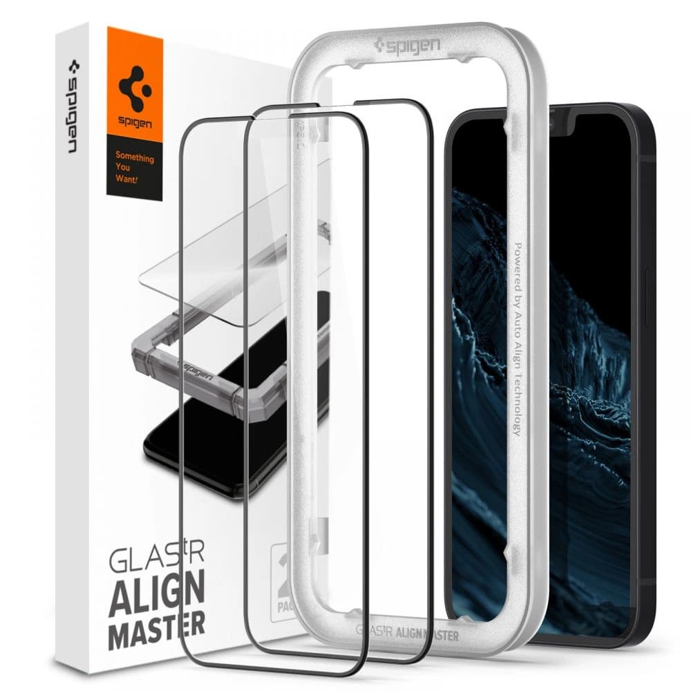 Tvrzené sklo Spigen GLAS.tR Slim AlignMaster Apple iPhone 13 mini černé [2 PACK] - 1