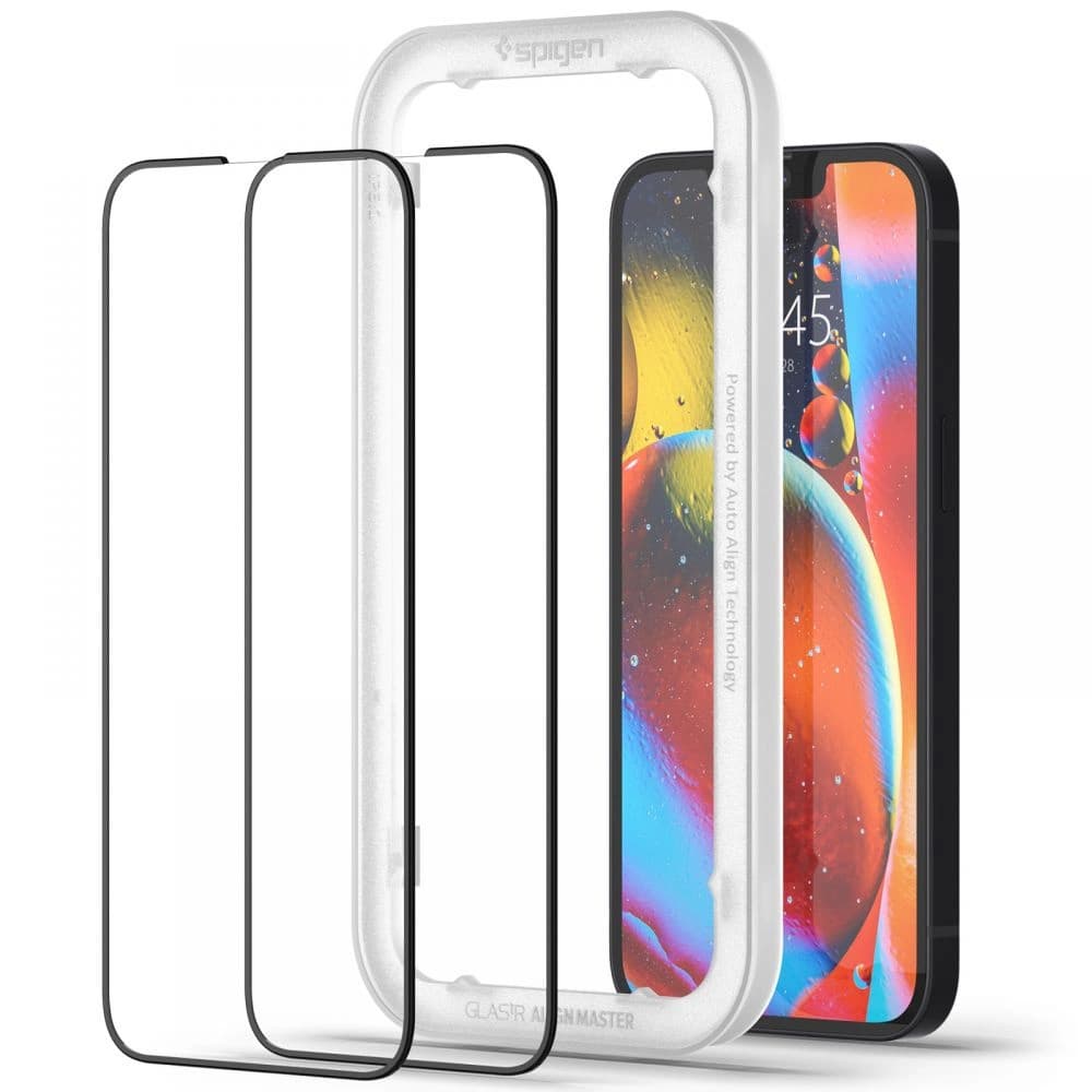 Tvrzené sklo Spigen GLAS.tR Slim AlignMaster Apple iPhone 13 mini černé [2 PACK] - 2