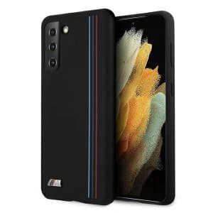 Etui BMW BMHCS21MSIVTBK Samsung Galaxy S21+ Plus fekete/sz black Silicone Stripes M Collection