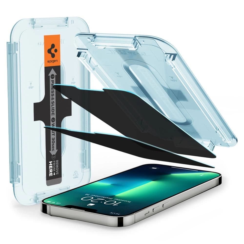 Gehärtetes Glas Spigen GLAS.tR ez Fit Apple iPhone 14/13/13 Pro Privacy [2 PACK] - 1