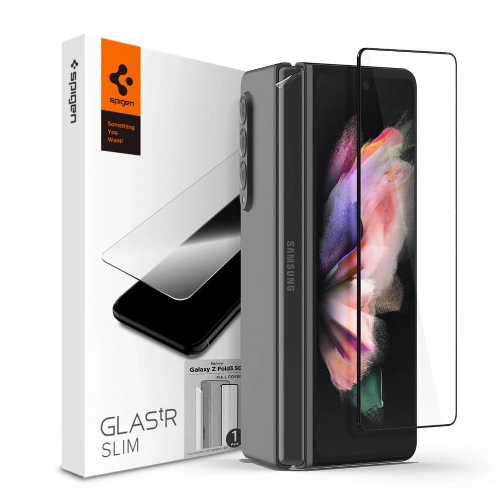 Sticlă securizată Spigen GLAS.tR Slim + Folie Hinge Film Samsung Galaxy Z Fold 3 Black - 1