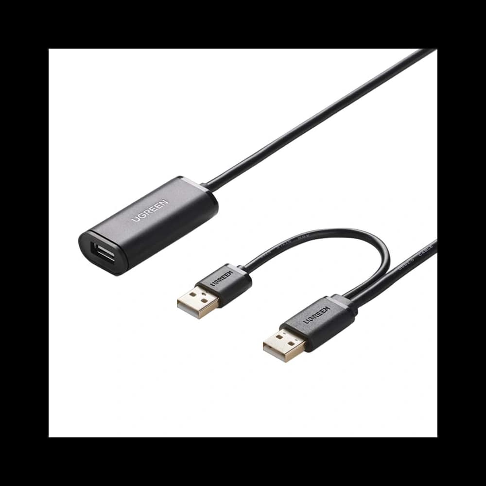 UGREEN US137 Prodlužovací kabel 2x USB 2.0, aktivní, 10m (černý) - 1