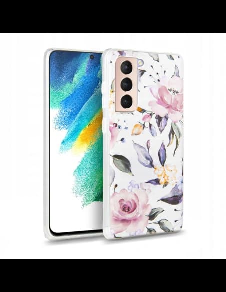Etui Tech-Protect Floral Samsung Galaxy S21 FE Fehér