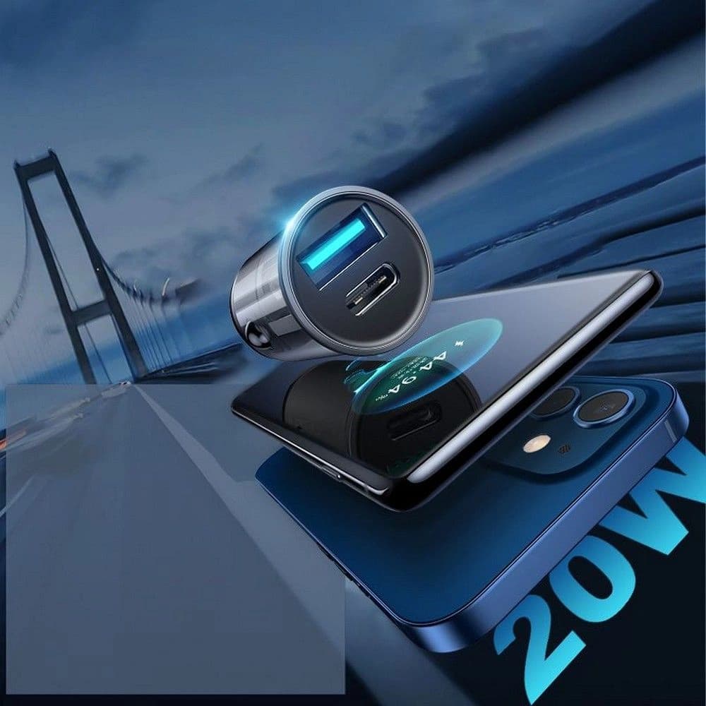 Încărcător auto Joyroom C-A43 Încărcător auto cu 2 porturi PD 20W QC 3.0 Gri - 7