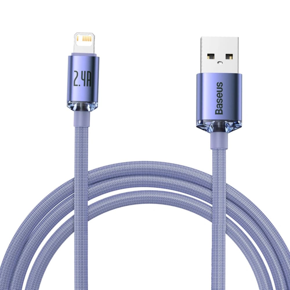 USB do Lightning Baseus Crystal Cable, 2.4A, 2m (purple) - 1