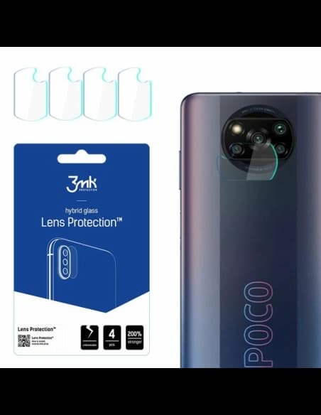 Hybidní sklo na objektiv fotoaparátu 3MK Ochrana objektivu POCO X3 Pro [4 PACK]