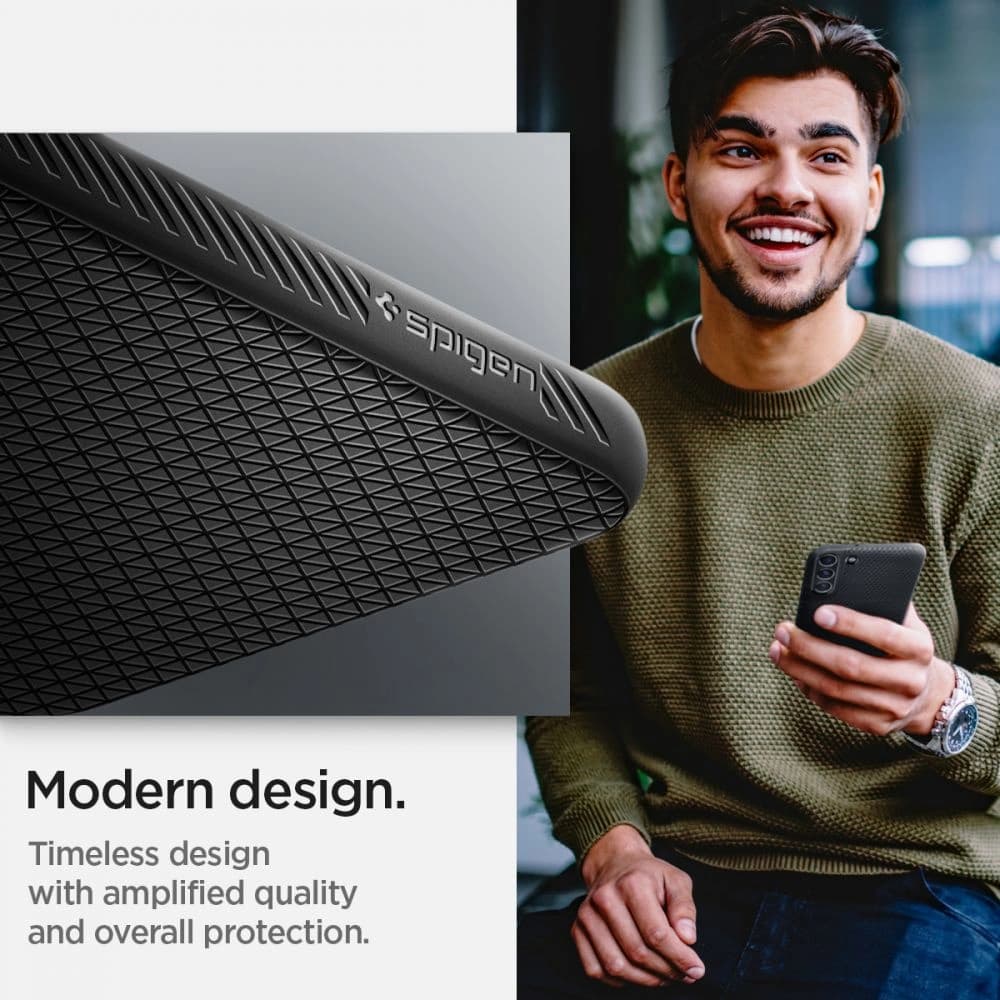 Etui Spigen Liquid Air Samsung Galaxy S22 Matt Fekete - 13
