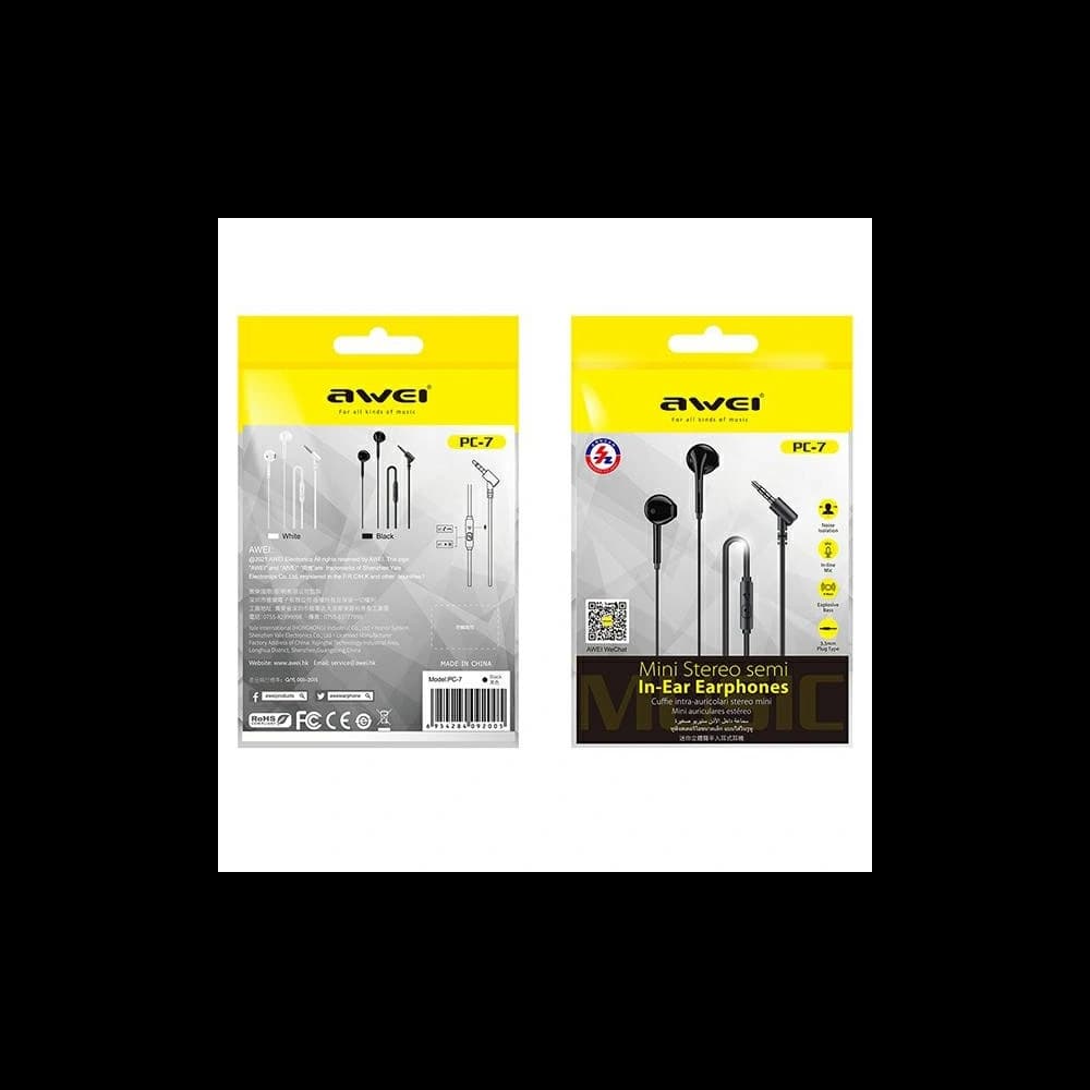 AWEI căști stereo PC-7 jack de 3,5 mm negru/black - 6