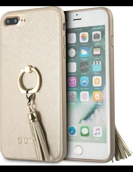 Guess GUHCI8LRSSABE Apple iPhone 8/7 Plus beżowy hard case Saffiano with ring stand