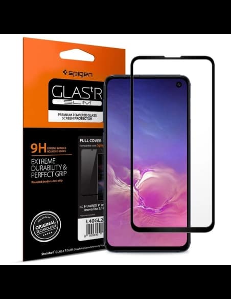 Gehärtetes Glas Spigen GLAS.tR Slim Samsung Galaxy S10e Full Cover Case Friendly