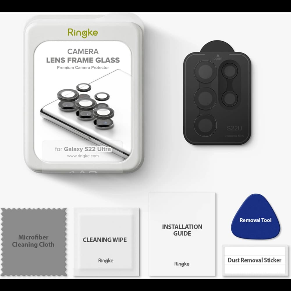 Edzett üveg Ringke fényképezőgép lencse keret üveg Samsung Galaxy S22 Ultra Fekete - 12
