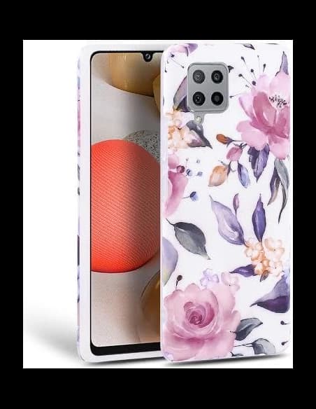 Etui Tech-Protect Floral Samsung Galaxy A42 5G Alb
