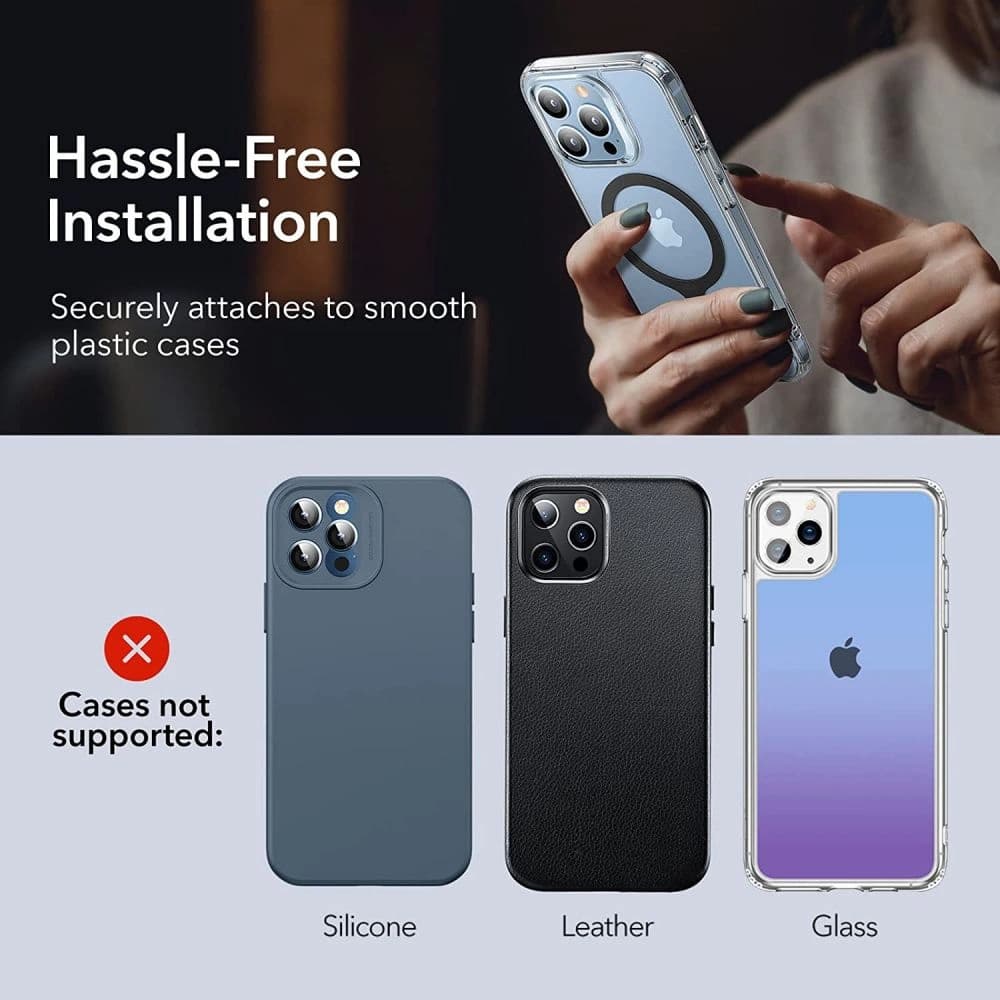 Magnetické kroužky ESR Halolock MagSafe Universal Magnetic Ring Black [2 PACK] - 6