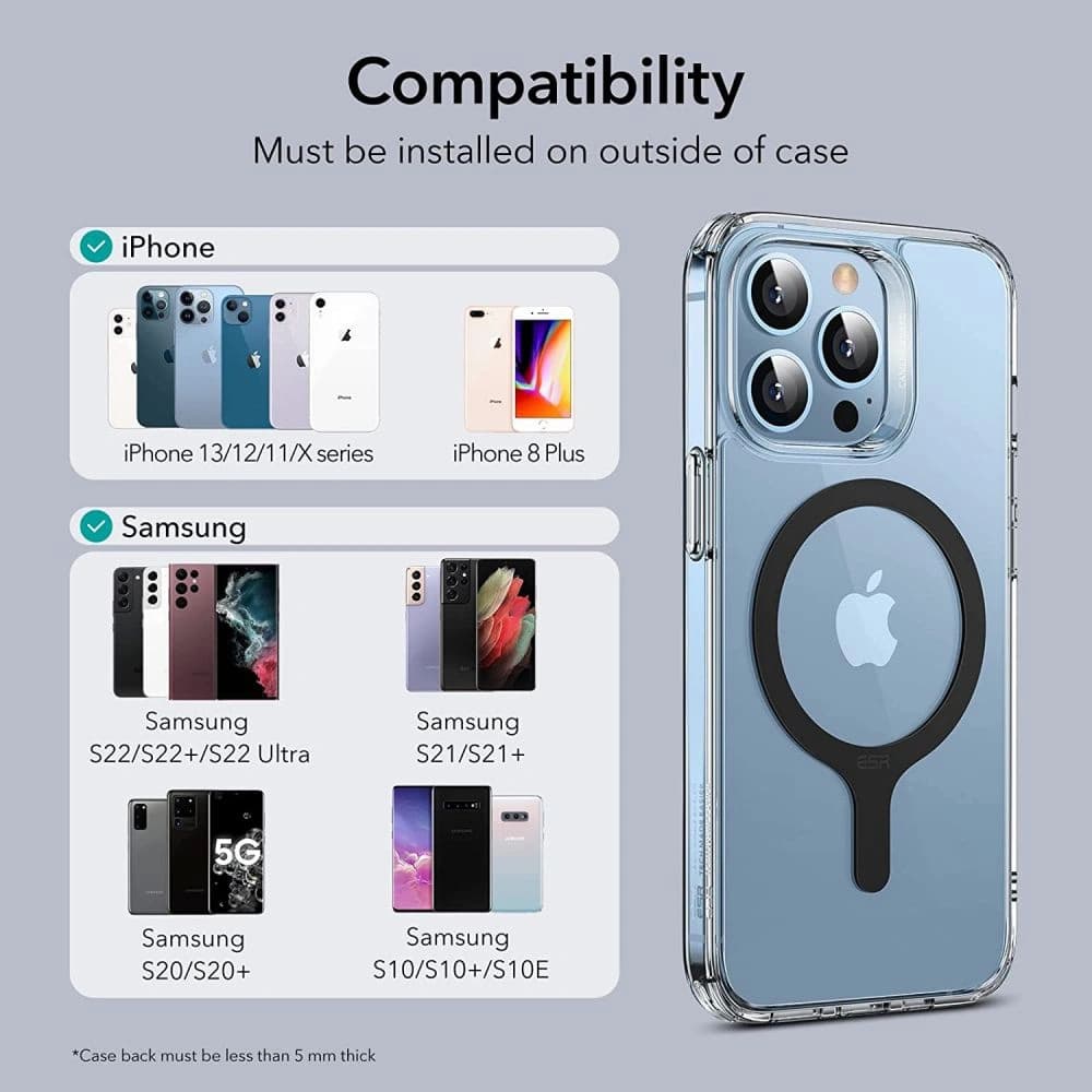 Magnetické kroužky ESR Halolock MagSafe Universal Magnetic Ring Black [2 PACK] - 9