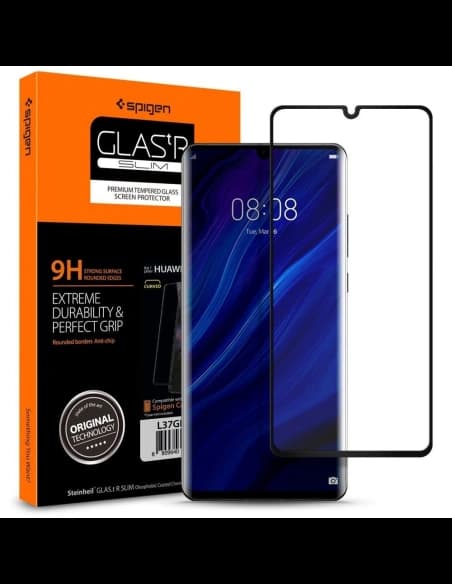Gehärtetes Glas Spigen GLAS.tR Slim Huawei P30 Pro Full Cover Case Friendly