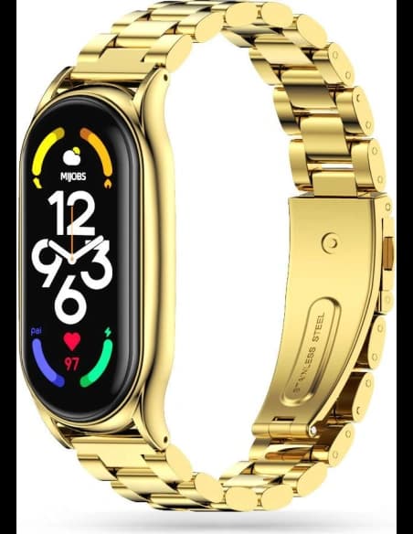 Pasek Tech-Protect din oțel inoxidabil Xiaomi Mi Band 7 Aur.