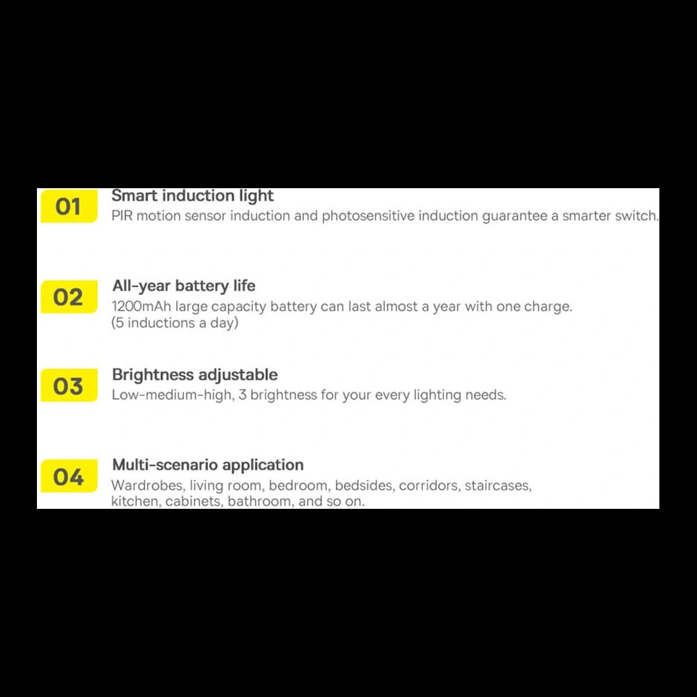 Lampă pentru dulap Baseus Sunshine Series cu senzor de mișcare PIR 1200mAh albă - 25