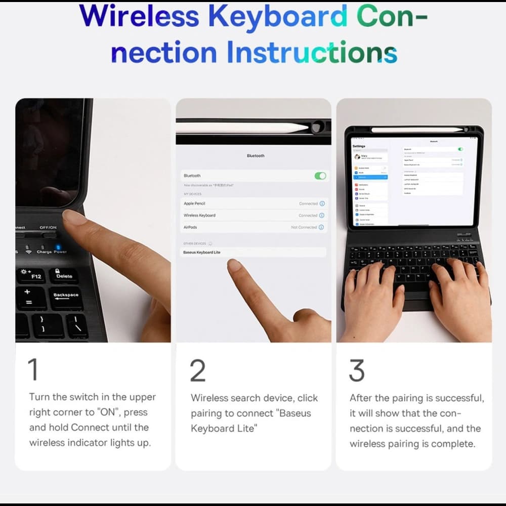 Hülle mit Tastatur Baseus Brilliance Apple iPad Pro 11 2018/2020/2021 (1., 2. und 3. Generation) schwarz - 26