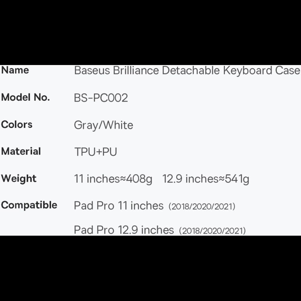 Hülle mit Tastatur Baseus Brilliance Apple iPad Pro 11 2018/2020/2021 (1., 2. und 3. Generation) schwarz - 28