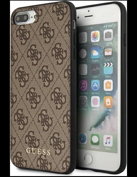 Guess GUHCI8LG4GFBR Apple iPhone 8/7 Plus brown hard case 4G Metal Gold Logo