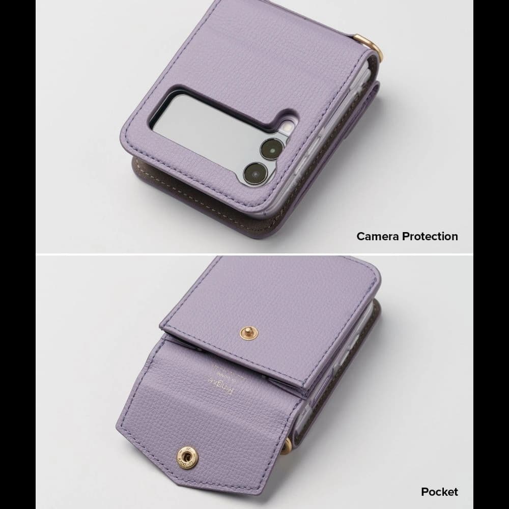 Hülle Ringke Folio Signature Card Pocket Samsung Galaxy Z Flip 3 Light Purple - 3
