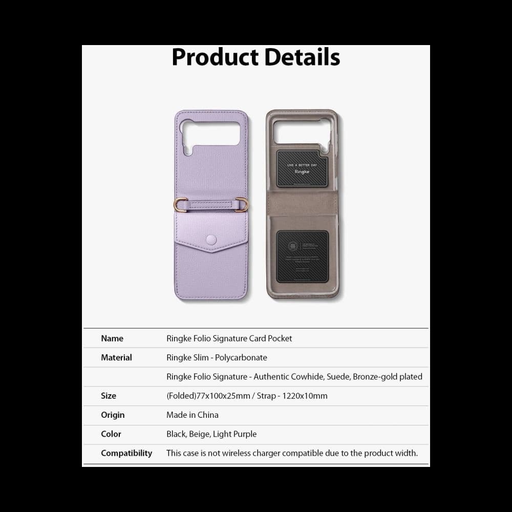 Hülle Ringke Folio Signature Card Pocket Samsung Galaxy Z Flip 3 Light Purple - 9