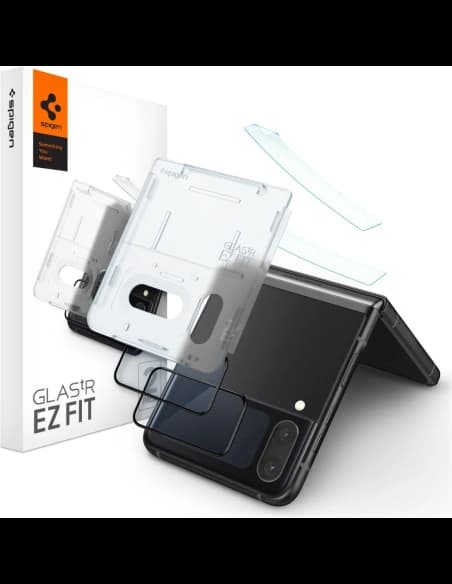 Tvrzené sklo Spigen GLAS.tR ez Fit + Hinge Film Samsung Galaxy Z Flip 4 černé [2 PACK]