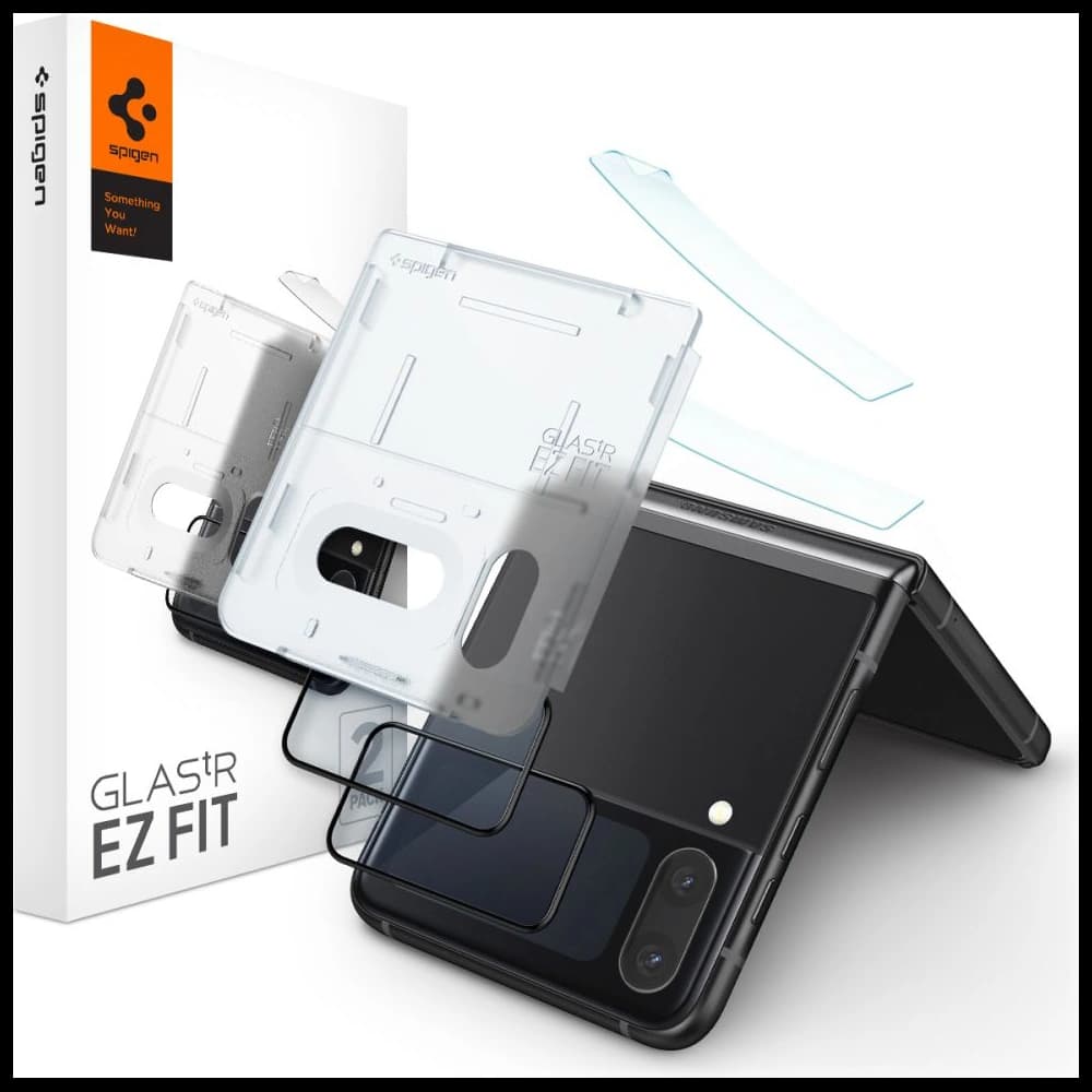 Tvrzené sklo Spigen GLAS.tR ez Fit + Hinge Film Samsung Galaxy Z Flip 4 černé [2 PACK] - 1