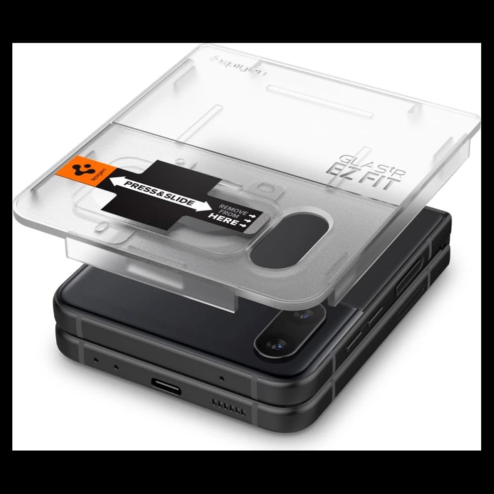Tvrzené sklo Spigen GLAS.tR ez Fit + Hinge Film Samsung Galaxy Z Flip 4 černé [2 PACK] - 5