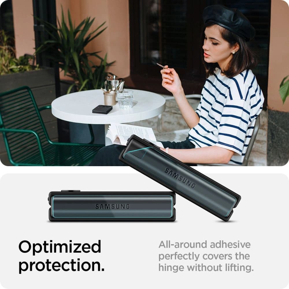 Tvrzené sklo Spigen GLAS.tR ez Fit + Hinge Film Samsung Galaxy Z Flip 4 černé [2 PACK] - 10