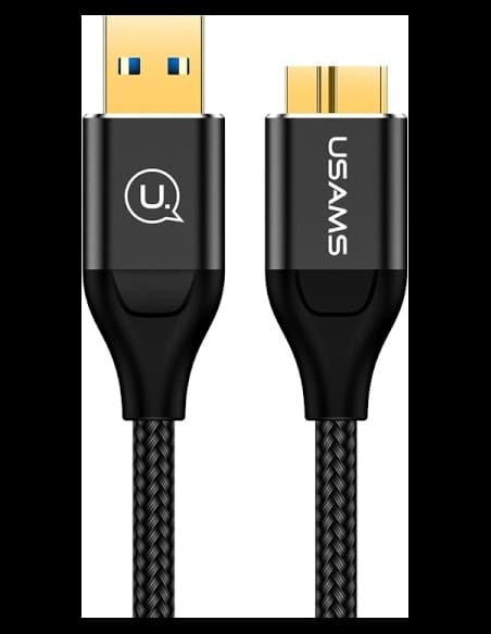 USAMS U19 geflochtenes Kabel USB 3.0 Micro USB B für externe Festplatte 1m schwarz SJ272USB01