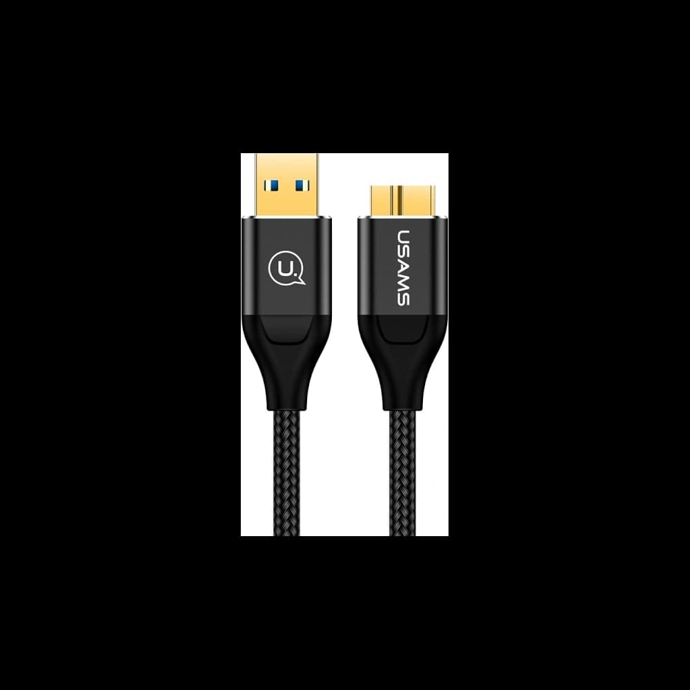 USAMS U19 geflochtenes Kabel USB 3.0 Micro USB B für externe Festplatte 1m schwarz SJ272USB01 - 1