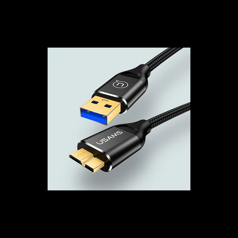 USAMS U19 geflochtenes Kabel USB 3.0 Micro USB B für externe Festplatte 1m schwarz SJ272USB01 - 3