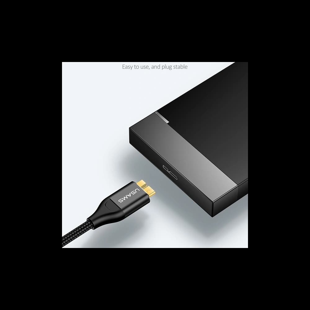 USAMS U19 geflochtenes Kabel USB 3.0 Micro USB B für externe Festplatte 1m schwarz SJ272USB01 - 4