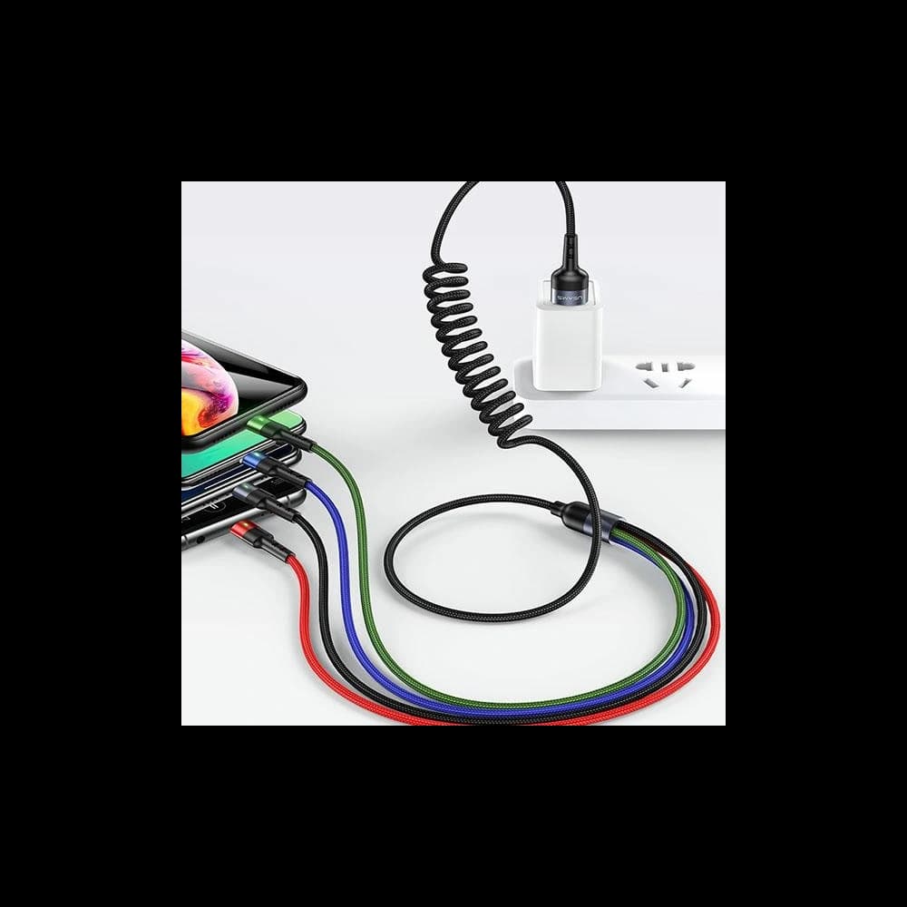 Kabel geflochten USAMS U26 4w1 1.5m 2A Schnellladung Federn (2xlightning/microUSB/USB-C) SJ349USB01 - 3