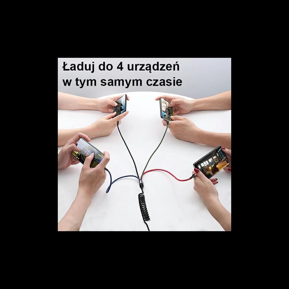 Kabel geflochten USAMS U26 4w1 1.5m 2A Schnellladung Federn (2xlightning/microUSB/USB-C) SJ349USB01 - 5