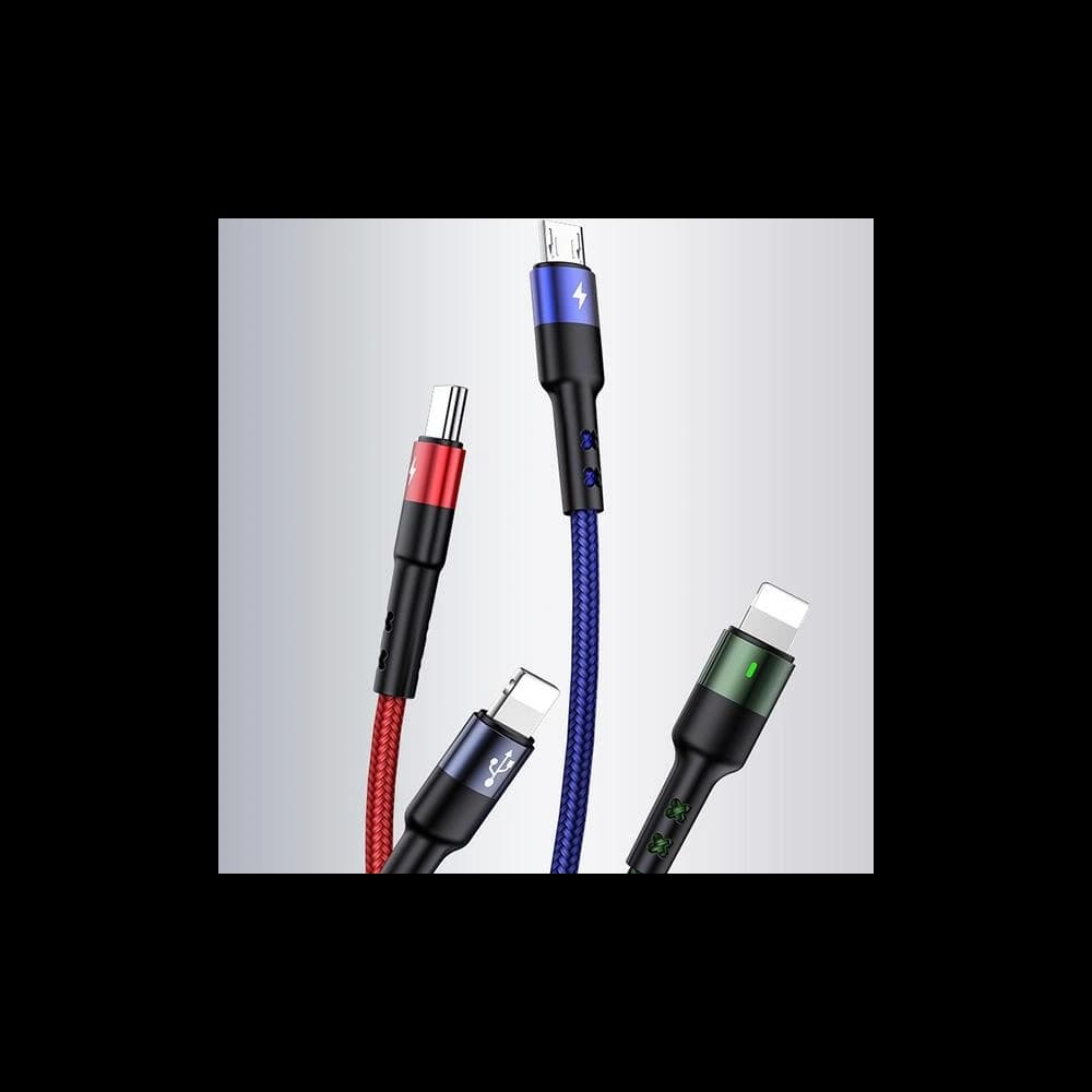 Kabel geflochten USAMS U26 4w1 1.5m 2A Schnellladung Federn (2xlightning/microUSB/USB-C) SJ349USB01 - 12