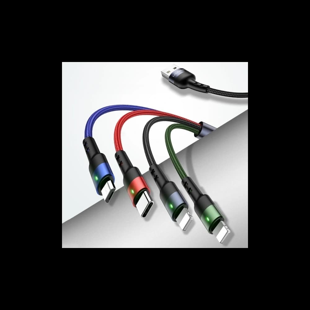 Geflochtenes Kabel USAMS U26 4in1 3m 2A Schnellladung (2xLightning/MicroUSB/USB-C) SJ413USB01 - 2