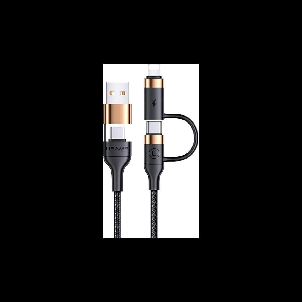 Kabel pletený USAMS U62 2xUSB-C/USB-A/lightning 1,2m PD Fast Charge černý/black SJ483USB01 - 1