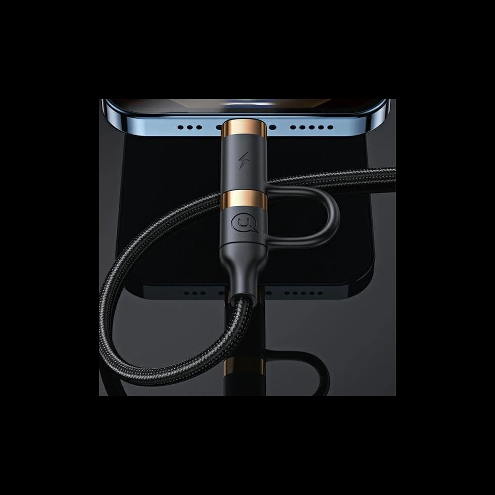 Kabel pletený USAMS U62 2xUSB-C/USB-A/lightning 1,2m PD Fast Charge černý/black SJ483USB01 - 5