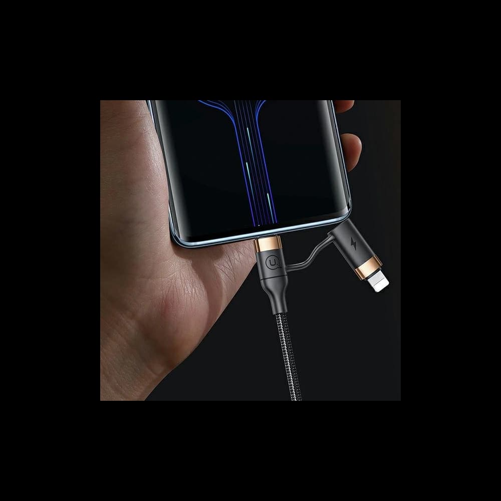 Kabel pletený USAMS U62 2xUSB-C/USB-A/lightning 1,2m PD Fast Charge černý/black SJ483USB01 - 6