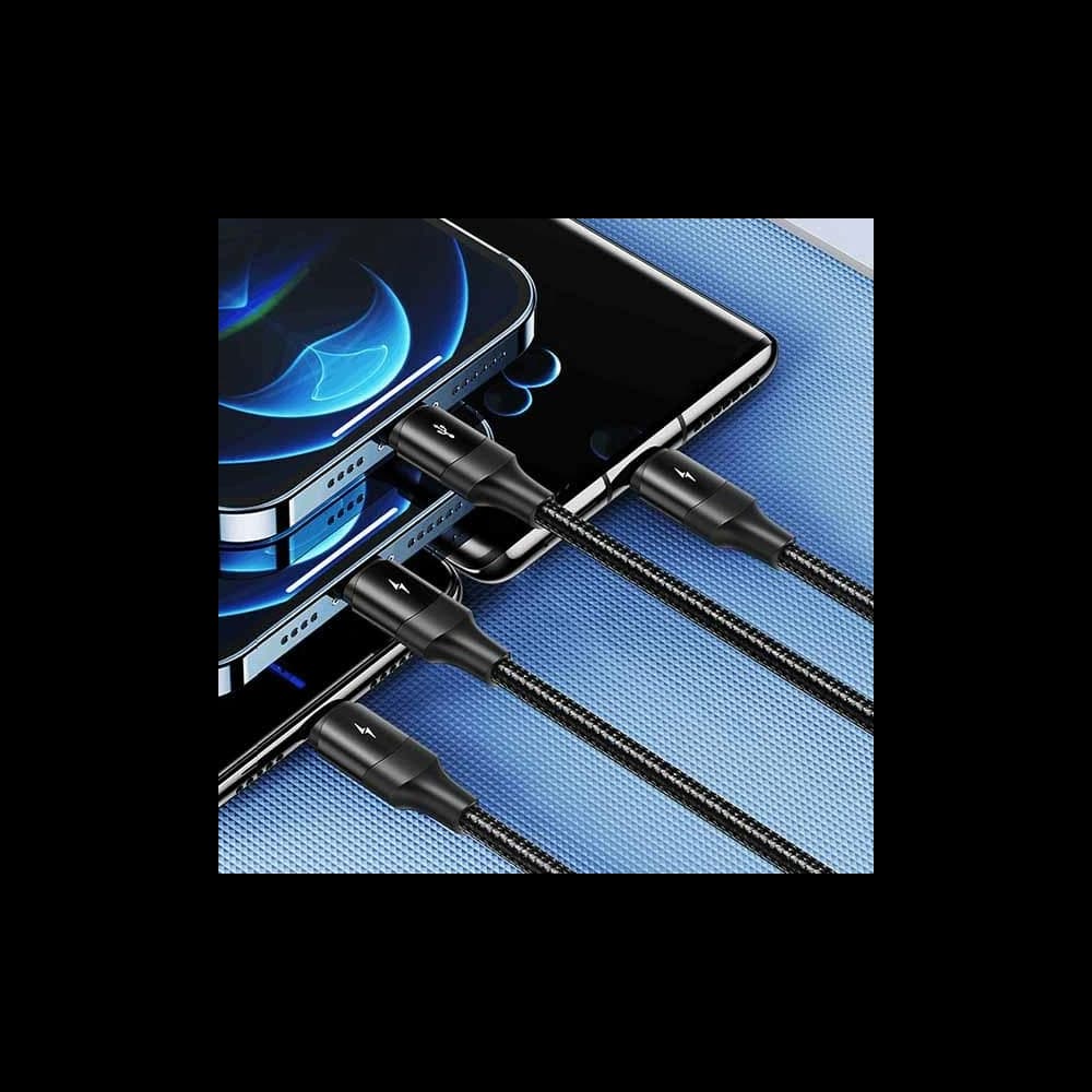 Kabel geflochten USAMS U73 4w1 1.2m 3A Schnellladung (2xlightning/microUSB/USB-C) SJ516USB01 - 2