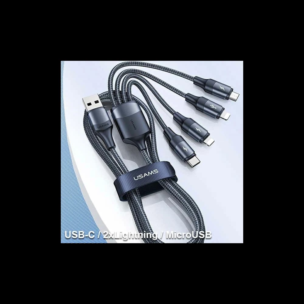 Kabel geflochten USAMS U73 4w1 1.2m 3A Schnellladung (2xlightning/microUSB/USB-C) SJ516USB01 - 5
