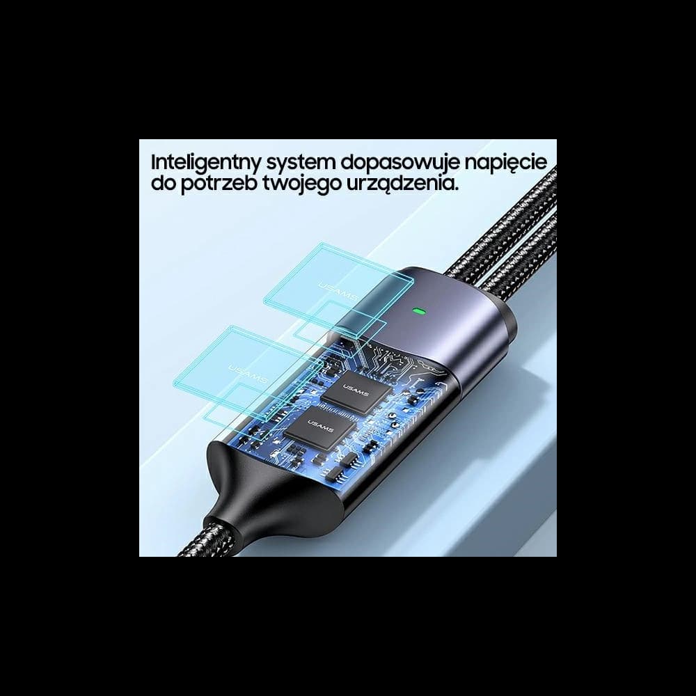 Kabel USAMS U71 USB-C/Lightning auf USB-C 1,2m 100W PD Fast Charge schwarz SJ550USB01 - 6