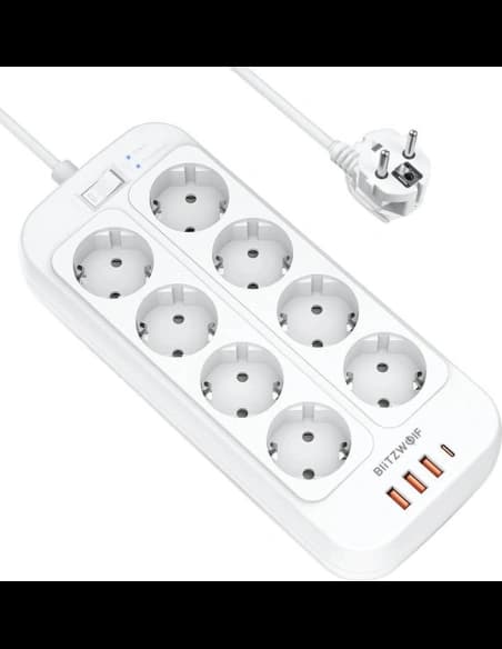 Blitzwolf BW-PC2 Steckdosenleiste, 8 Steckdosen + 3x USB, 1x USB-C, 2500W