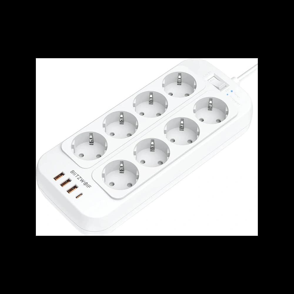 Napájecí lišta Blitzwolf BW-PC2, 8 zásuvek + 3x USB, 1x USB-C, 2500W - 3