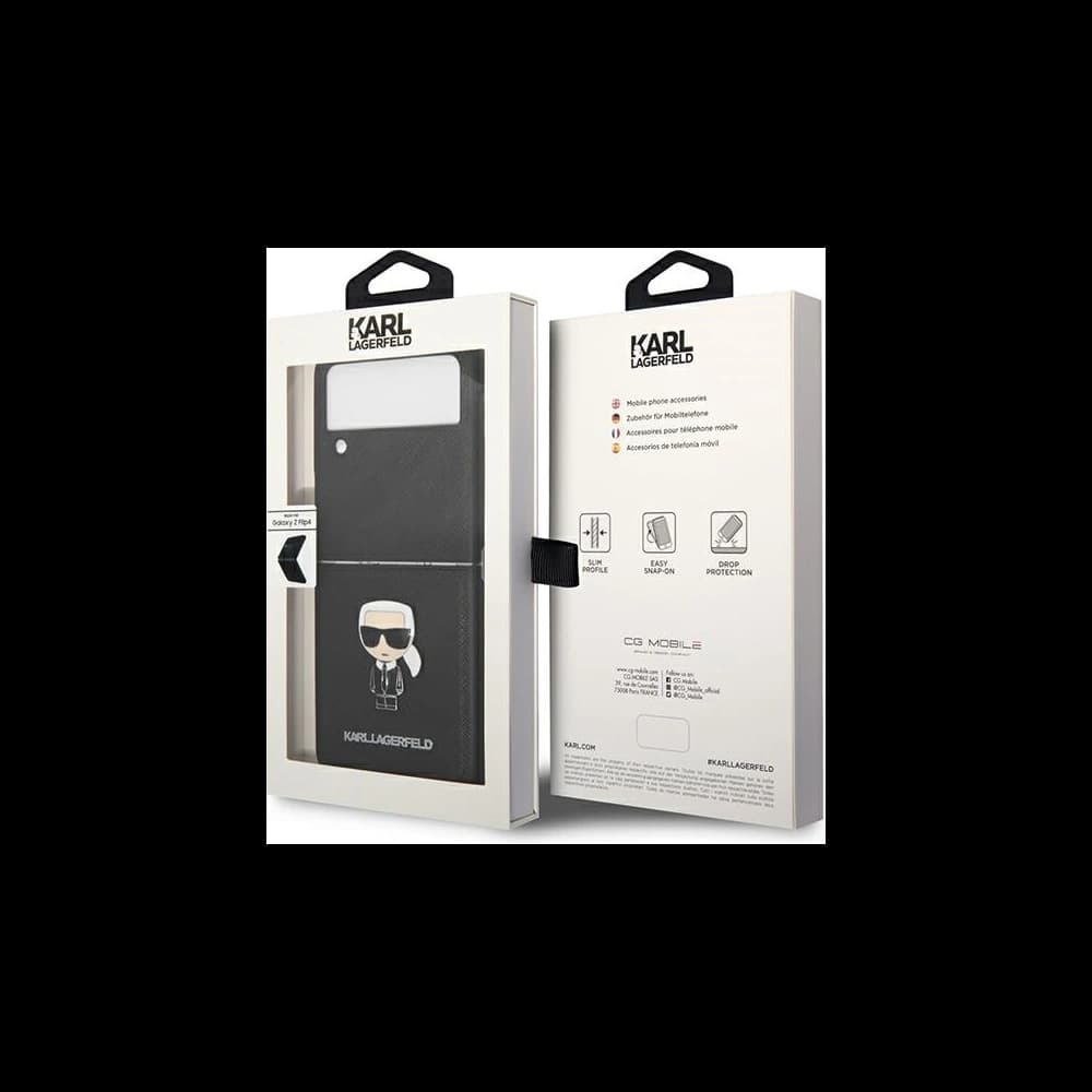 Etui Karl Lagerfeld KLHCZF4IKMSBK Samsung Galaxy Z Flip 4 negru/black book Saffiano Ikonik Metal - 6