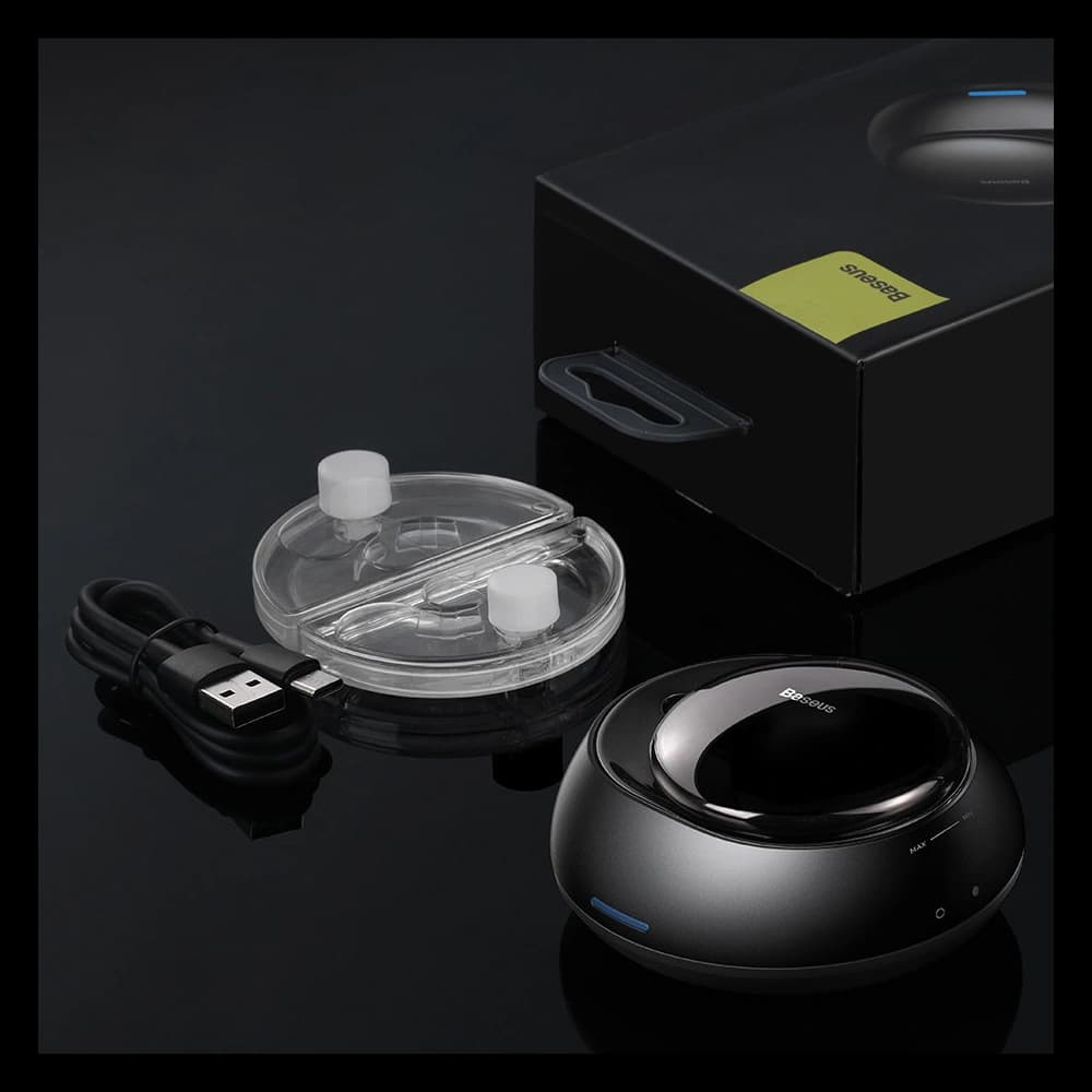 Odorizant auto Baseus + 2 rezerve (Frezia + Busuioc cu mandarină) + cablu USB-C 1m negru - 24