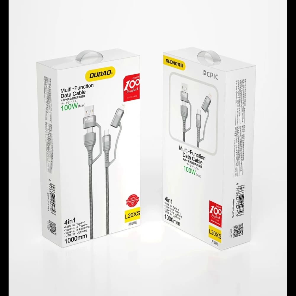 Kabel Dudao 4w1 USB-C PD/USB - USB-C/Lightning 1m grau (L20XS) - 4