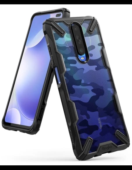 Etui Ringke Fusion-X Design Pocophone X2/Redmi K30 Camo (Moro) Fekete